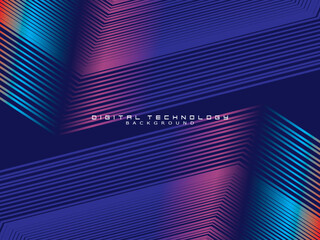 Futuristic abstract technology shining gradient blue light lines with modern stripes pattern dark blue background. Vector minimal line background with text for social media covers, headers, etc.