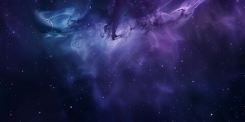 Space theme, dark matter, dark theme, Hero header background image for software development website, dim lighting, purples and blues