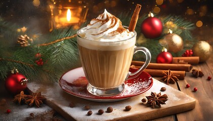 cup of coffee and christmas cookies