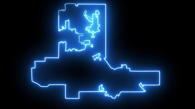 map of Las Vegas in Nevada with a blue glowing neon effect