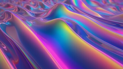 Naklejka premium Abstract holographic iridescent neon liquid metal texture background. Colorful abstract gleaming fluid material.