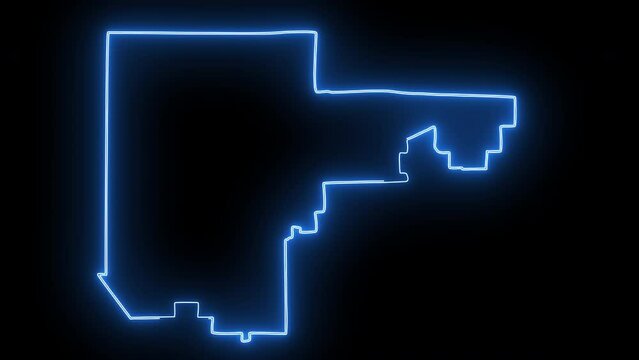 map of North Las Vegas in Nevada with a blue glowing neon effect