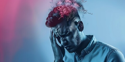  - High-resolution 4K photograph with a sharp focus, capturing the raw emotion of discomfort., A person experiencing intense pain, clutching their head in agony.