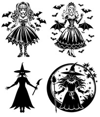 Halloween Witch silhouette vector 