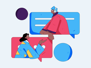 Communicate with consultants flat vector character concept operation hand drawn illustration
