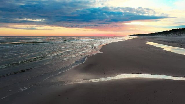 sunrise over the polish baltic sea in the morning