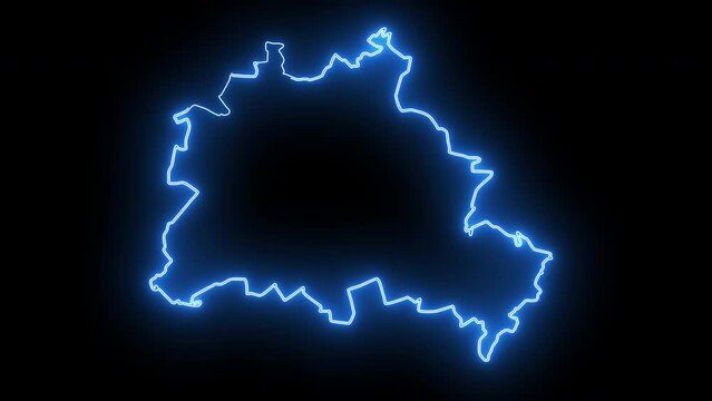map of Berlin in New Hampshire with a blue glowing neon effect