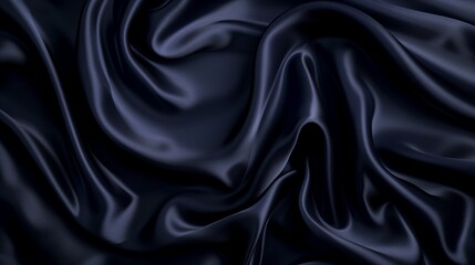 Obraz premium Abstract dark background. Silk satin fabric. Navy blue color. Elegant background with space for design. Soft wavy folds. Christmas, birthday, anniversary, award. Template.