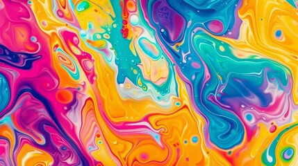 Obraz premium A mesmerizing blend of vibrant hues creates a fluid, marbled effect in this striking image.