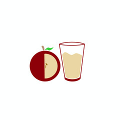 Illustration glass of juice apple fruits