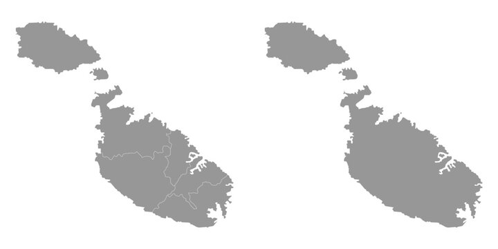 Malta map with regions. Vector illustration.