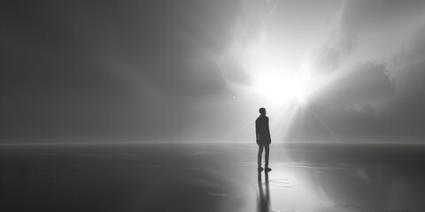 Loneliness (Gray): A single figure or silhouette standing alone, symbolizing isolation