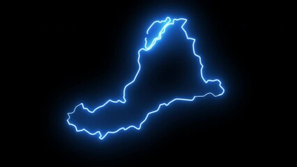 map of Derry in New Hampshire with a blue glowing neon effect