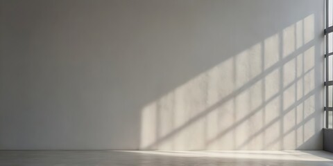 Obraz premium Gray background for product presentation with shadow overlay and light from windows 