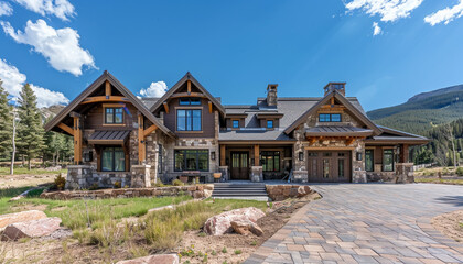 Elegant Craftsman Style New Construction Onyx House with Contemporary Design in a Rustic Mountain Village