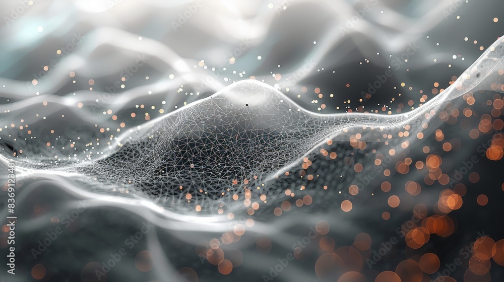 Aufkleber Abstract analytics visualization, nodes in space. Generative AI.