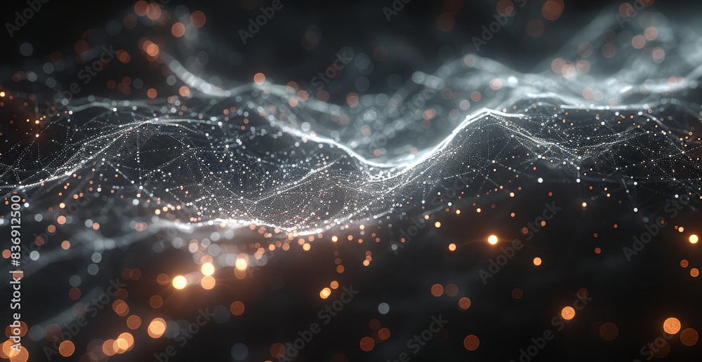 Aufkleber Abstract analytics visualization, nodes in space. Generative AI.