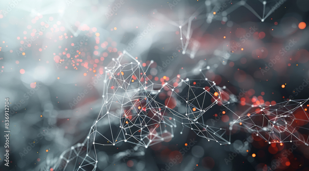 Aufkleber Abstract analytics visualization, nodes in space. Generative AI.