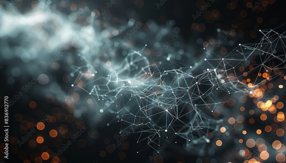 Fototapete Abstract analytics visualization, nodes in space. Generative AI.