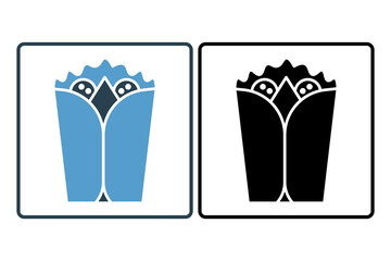 Burrito icon. icon related to fast food. suitable for web site, app, user interfaces, printable etc. solid icon style. simple vector design editable