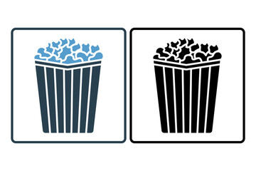 Popcorn icon. icon related to fast food. suitable for web site, app, user interfaces, printable etc. solid icon style. simple vector design editable