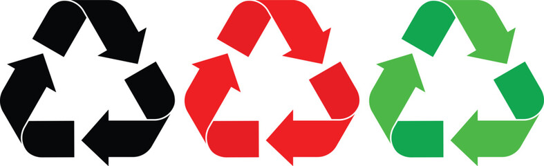 set of recycling icons. Editable fill colorful recycle logo symbol. vector illustration. Waste recycling innovation. Reuse, ecofriendly environment and save the planet