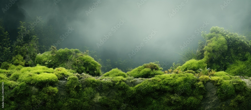 Poster Moss-covered green backdrop with available copy space image for your customization.