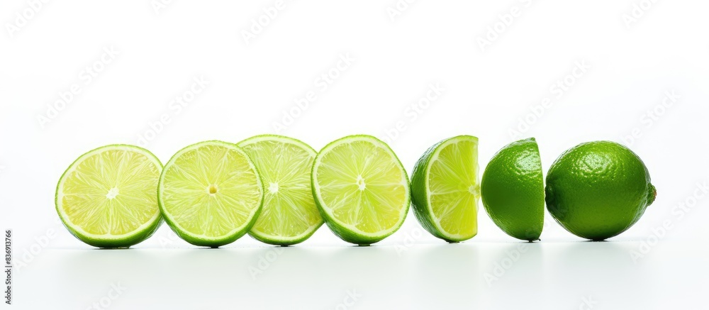 Leinwandbilder fresh lime and dried lime displayed on a white background with copy space image.