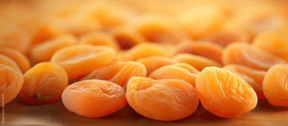 Poster Close-up of dried apricot with copy space image.