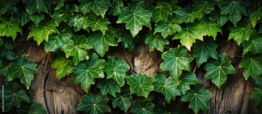 Aufkleber ivy leaves on a tree trunk with copy space image.