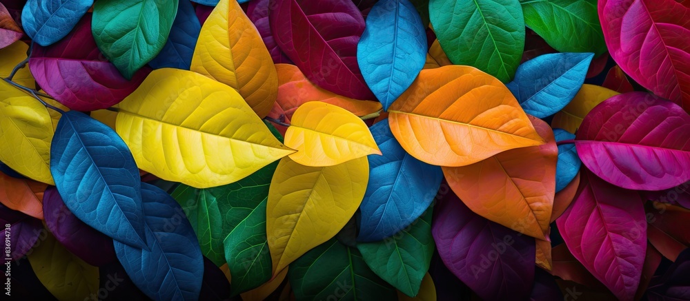 Aufkleber Background of leaves with a variety of colors and patterns, suitable for copy space image.