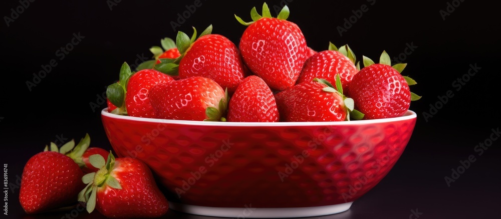 Poster an isolated bowl of strawberries with copy space image.
