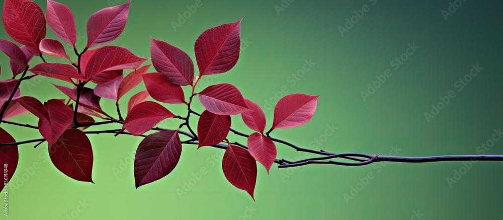Aufkleber maroon green foliage on twigs creates a background with copy space image.