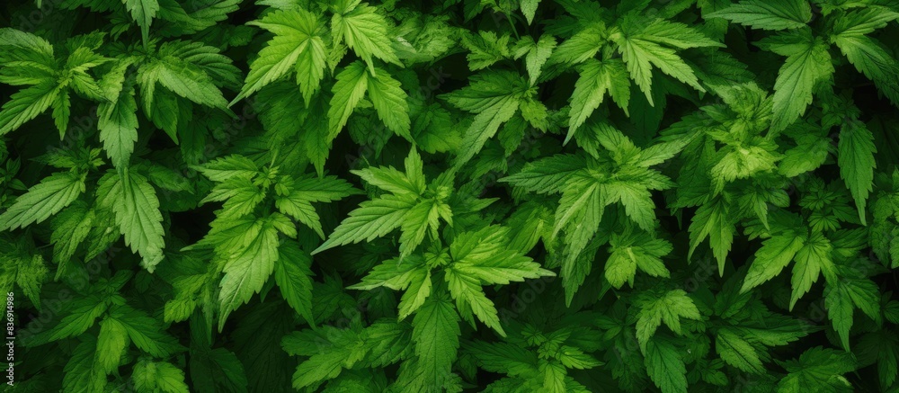 Poster Photograph of a nettle field captured from above with plenty of visible copy space image.