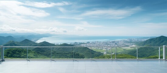 Observing the view from the Mie Prefecture observation deck provides a scenic vista with a copy space image.