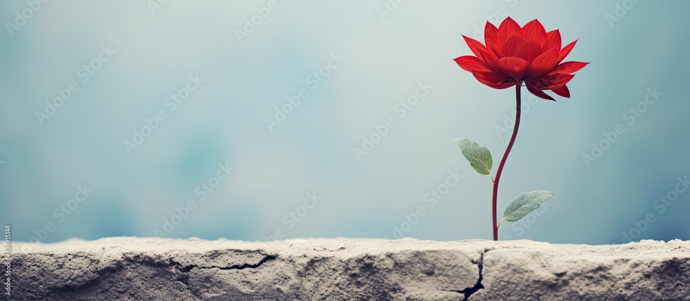 Poster Background featuring a red flower with space for text, known as a copy space image.