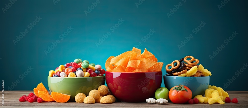 Poster This image features a vibrant and appetizing snack with a charming display of various colors, perfect for commercial use as a copy space image.