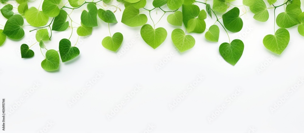 Aufkleber isolated green leaves on a white backdrop with copy space image.