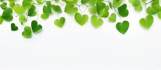Isolated green leaves on a white backdrop with copy space image.
