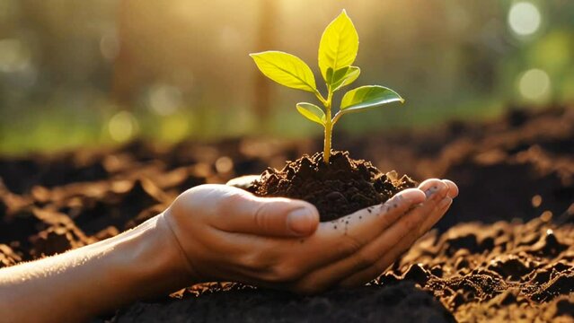 Newly growing tree shoots from plants look aesthetically pleasing, with smooth looping video, which is suitable for the background of environmental enthusiasts.