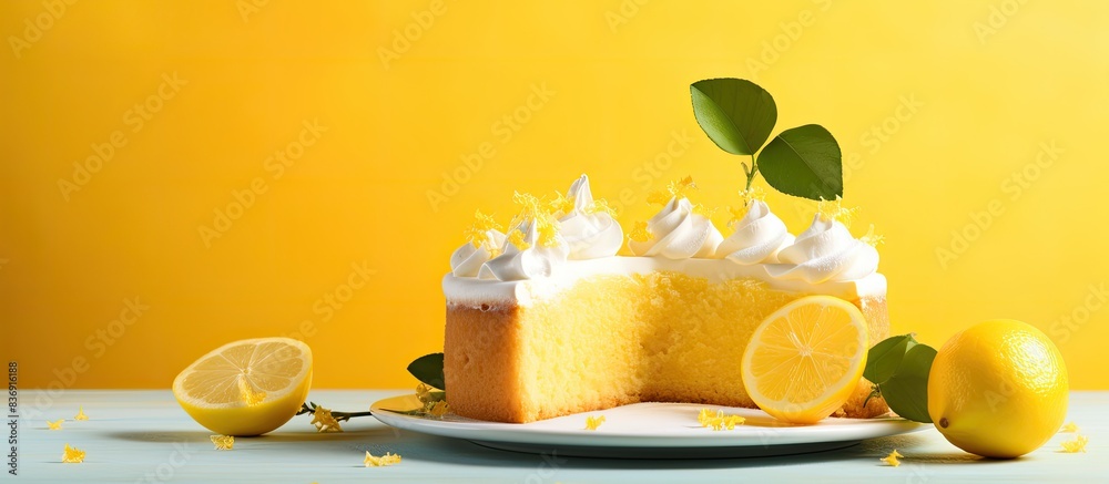 Poster Start your day with a scrumptious lemon cake for a delightful midday treat, with a visually enticing copy space image.