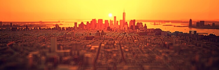 Obraz premium 鳥瞰図から見た街並み、ネオンに照らされ、近未来的な雰囲気。 コンセプト: SF 映画や書籍、テクノロジー企業の広告キャンペーン、ビデオ ゲームのイラスト