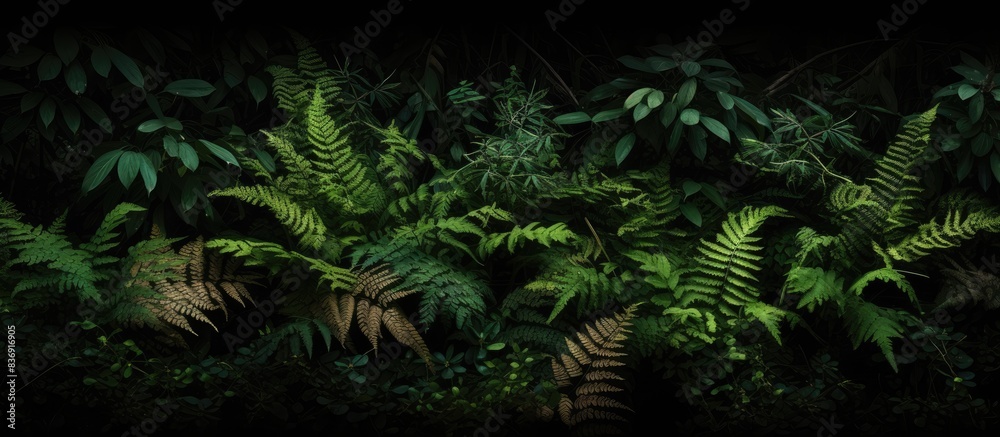 Poster capture an assortment of green botanical species like ferns and clovers showcasing round green leave