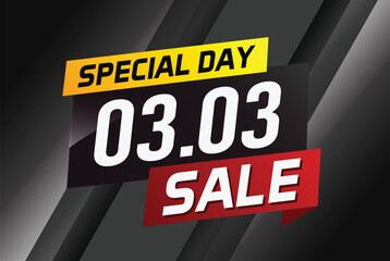 3.3 Special day sale word concept vector illustration with ribbon and 3d style for use landing page, template, ui, web, mobile app, poster, banner, flyer, background, gift card, coupon

