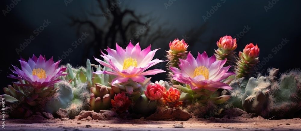 Poster low-maintenance gymnocalycium cactus thrives with minimal effort, showcasing stunning blooms under s