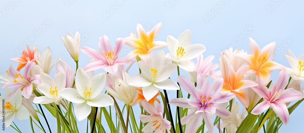 Aufkleber Transform vibrant Zephyranthes Lily flowers into a cheerful and bright composition with copy space image available.