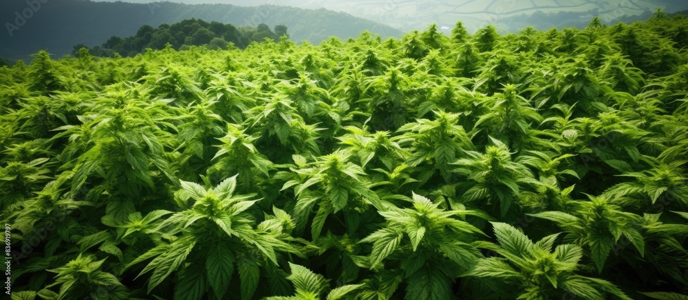 Poster Photograph of a nettle field captured from above with plenty of visible copy space image.