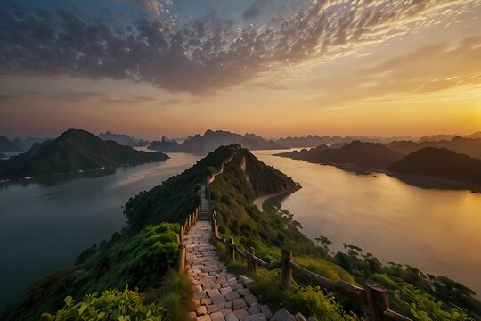Guangdong yangjiang 4 a scenic spot of sunset scene 8k