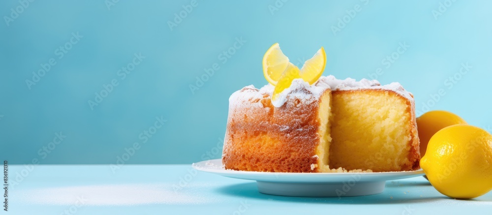 Aufkleber Start your day with a scrumptious lemon cake for a delightful midday treat, with a visually enticing copy space image.