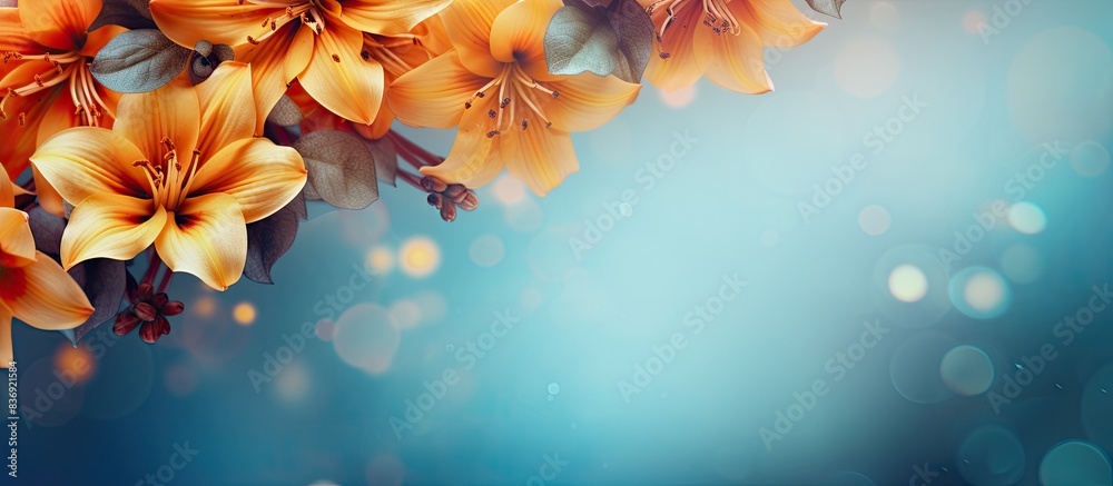 Poster vibrant flowers for your design with copy space image.